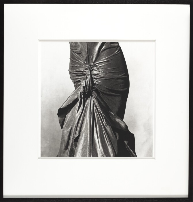 Irving Penn, Vionnet Hipline Dress, New York, 1974, edition of 8, platinum-palladium print mounted on aluminum, 40.6 x 40 cm. © The Irving Penn Foundation