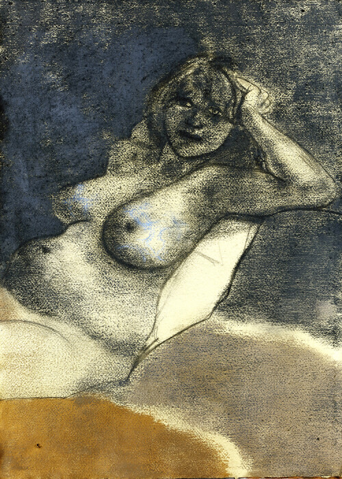 R.B. Kitaj, Marynka Pregnant, 1981, charcoal and pastel on paper, 77.5 x 57.2 cm.