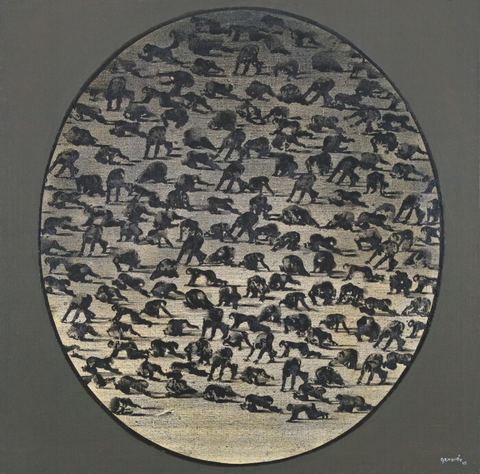 Juan Genovés, El zoo, 1965  acrylic on canvas 33 1/2 x 33 1/2 in. 85 x 85 cm