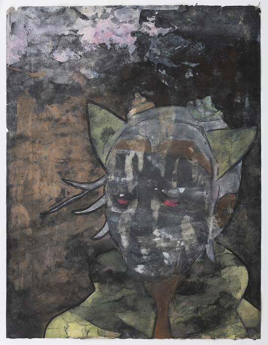 Deanio X, Tigra, 2021, chalk, charcoal, graphite, ink, water on paper, 25 5-8 x 16 in., 65 x 40.5 cm