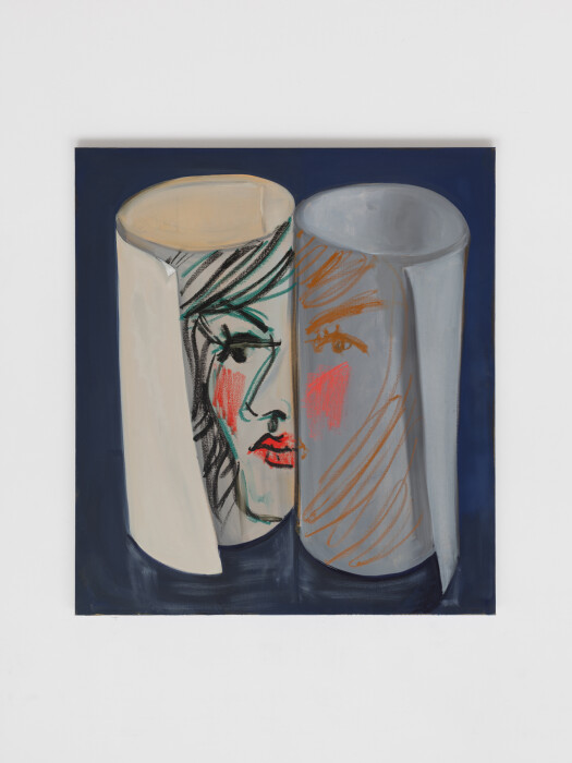 Kruglyanskaya, Face on Paper Roll, 2019, oil on linen, 39.25 x 35.375in, 100 x 90cm