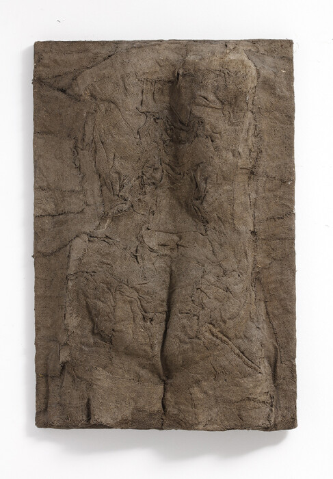 Magdalena Abakanowicz, Untitled, 1976 burlap, resin and wood 35.5 x 23.5 x 5in.  90.2 x 59.7 x 12.7 cm